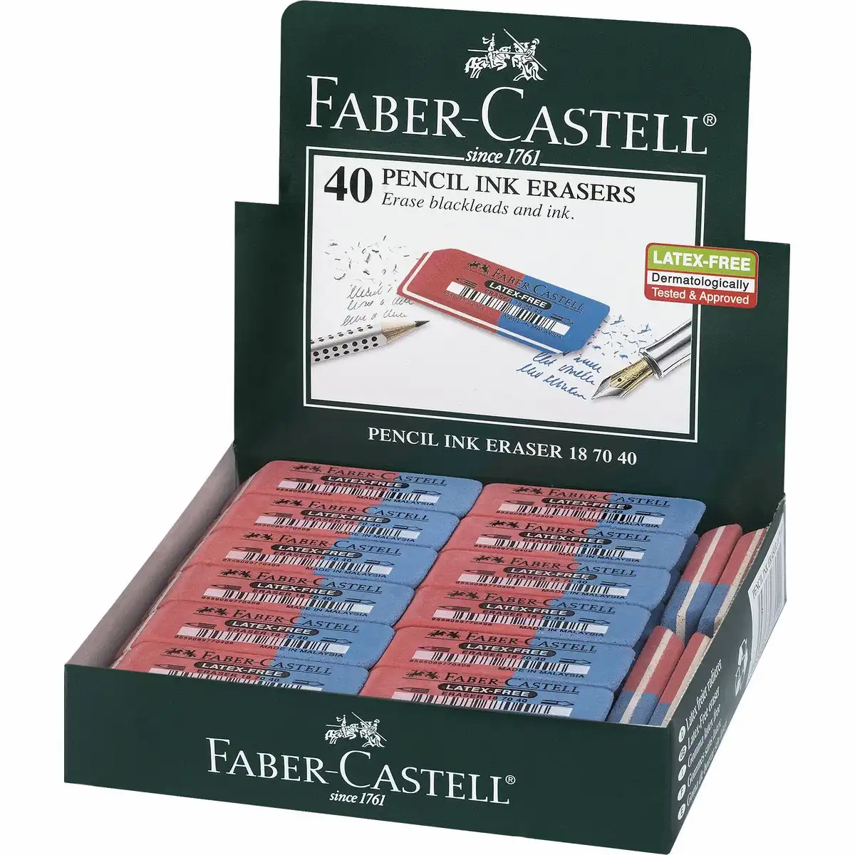 522197_00 FABER-CASTELL Radierer 7070-40 rot/blau 40er Pack