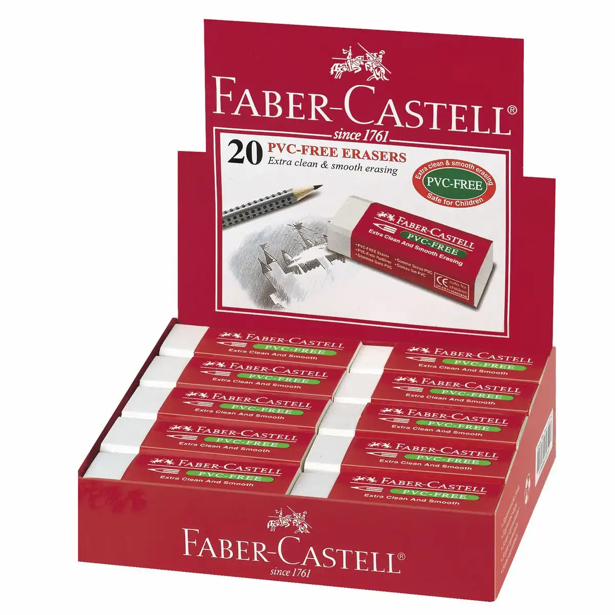 FABER-CASTELL Radierer 7095 weiß 20er Pack