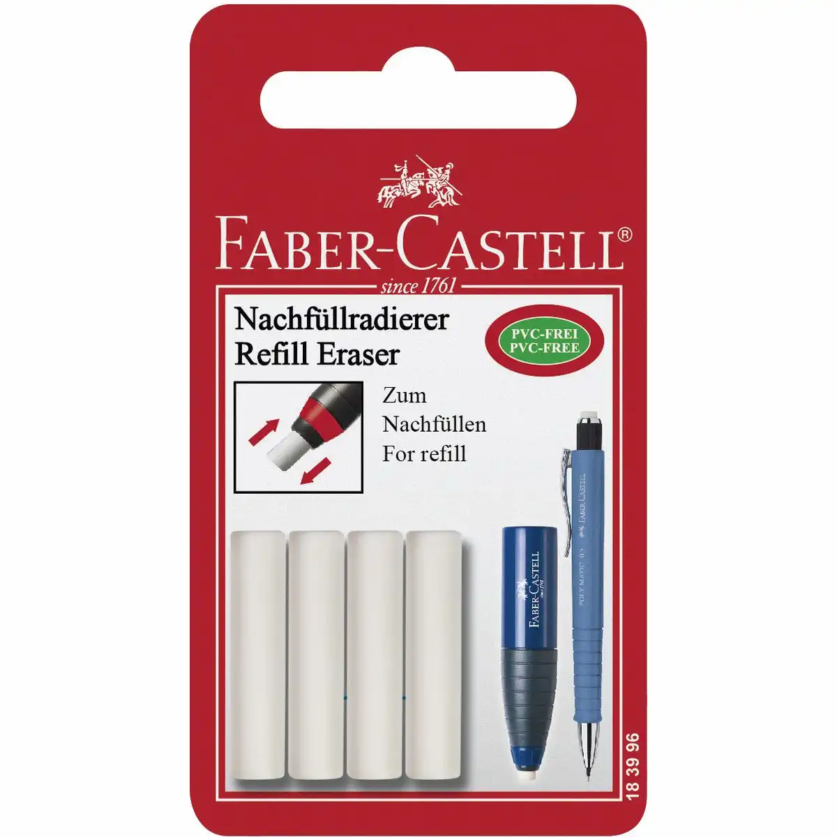 FABER-CASTELL Nachfüllradierer für Feinminenstifte weiß 4 Stück Blister