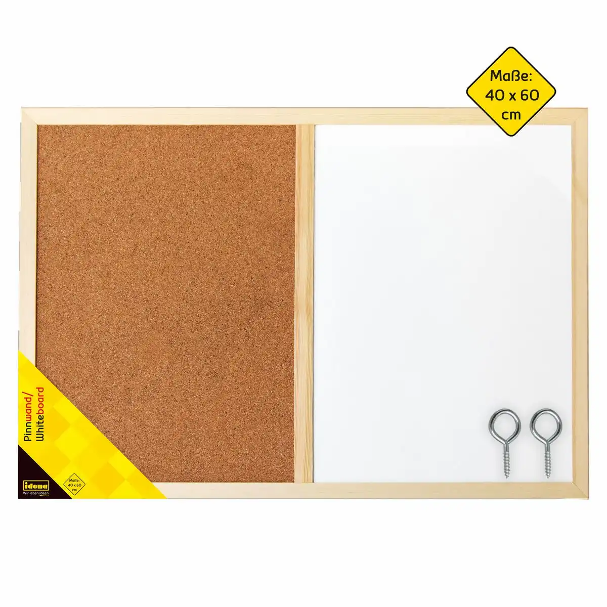 568016_00 Idena Kombitafel Whiteboard und Pinnwand 60x40cm