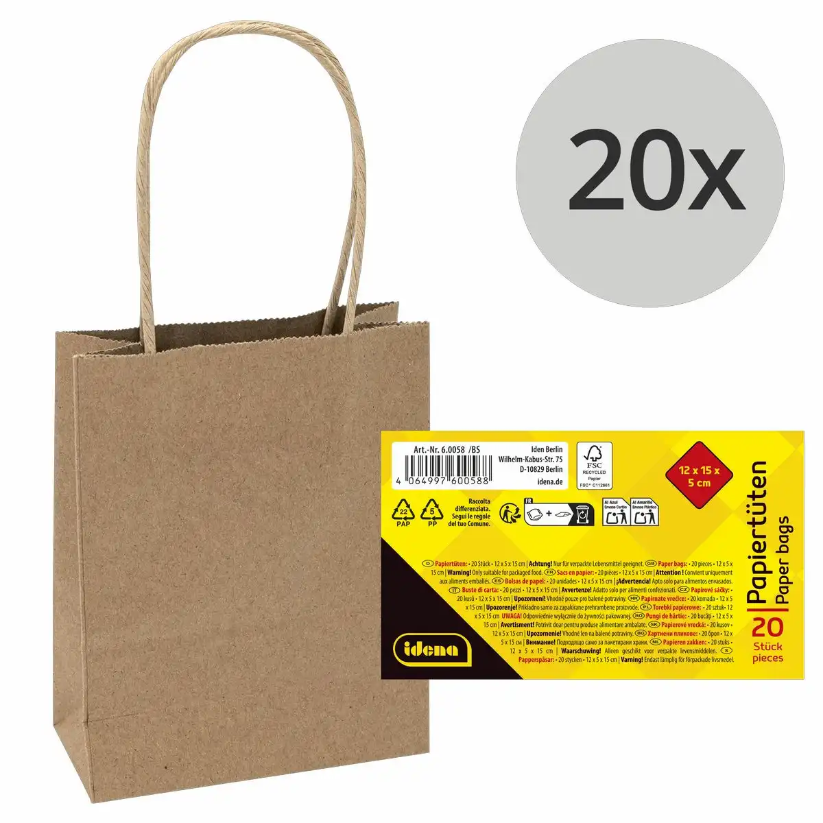 Idena Papiertüten braun 20 Stück