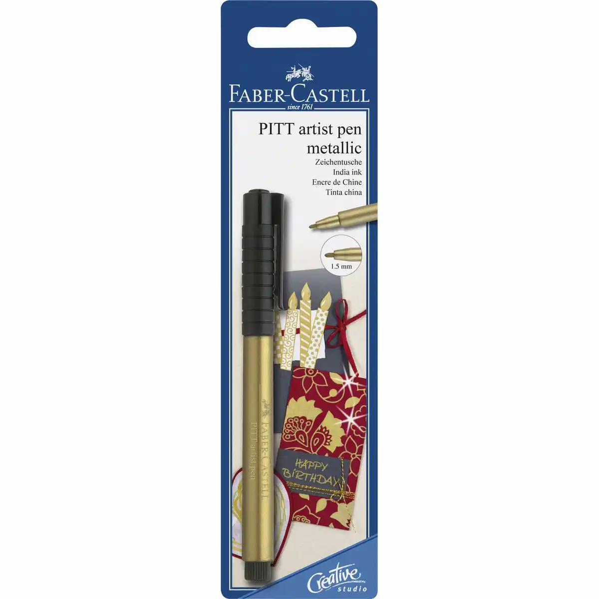 602091_00 FABER-CASTELL Tuschestift Pitt Artist pen gold Blister