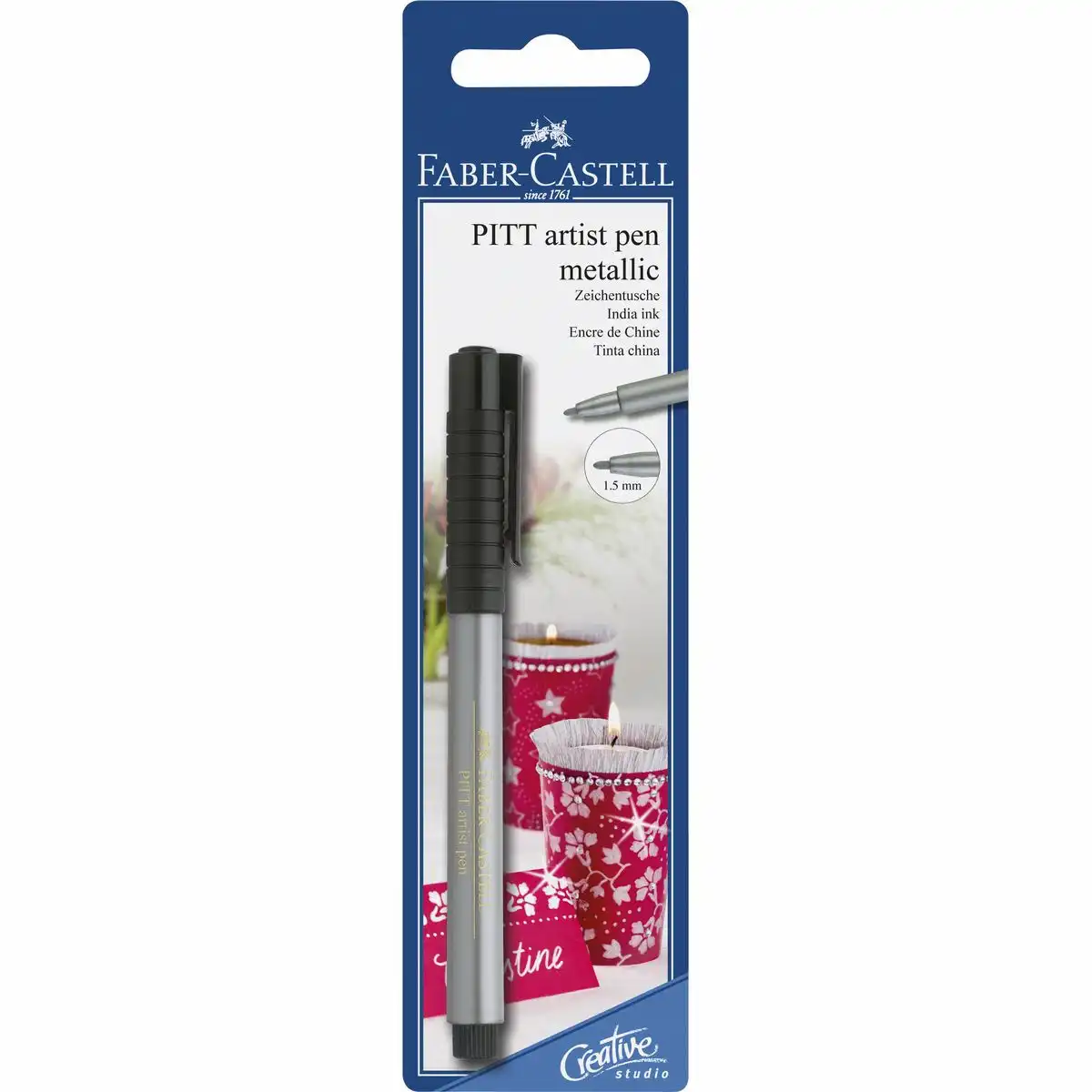 FABER-CASTELL Tuschestift Pitt Artist Pen silber Blister