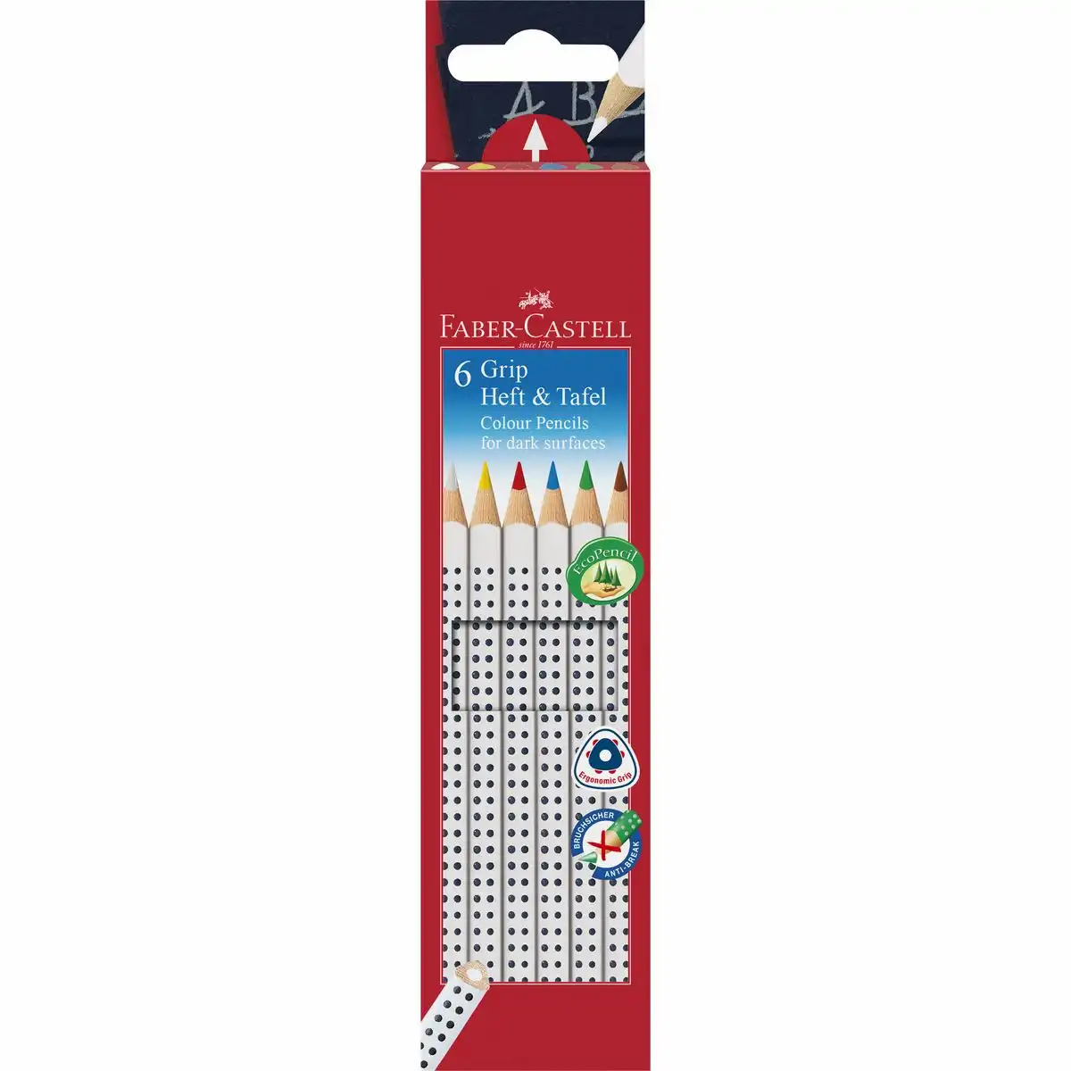 FABER-CASTELL Buntstifte Grip Tafel & Heft 6 Stück Kartonetui