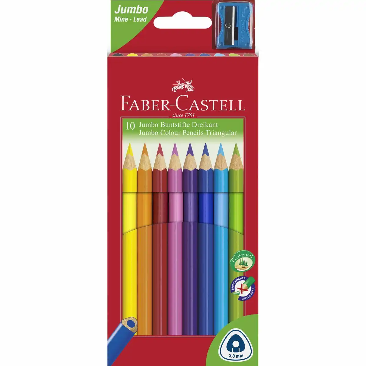 FABER-CASTELL Buntstifte Jumbo mit Spitzer 10 Stück Kartonetui