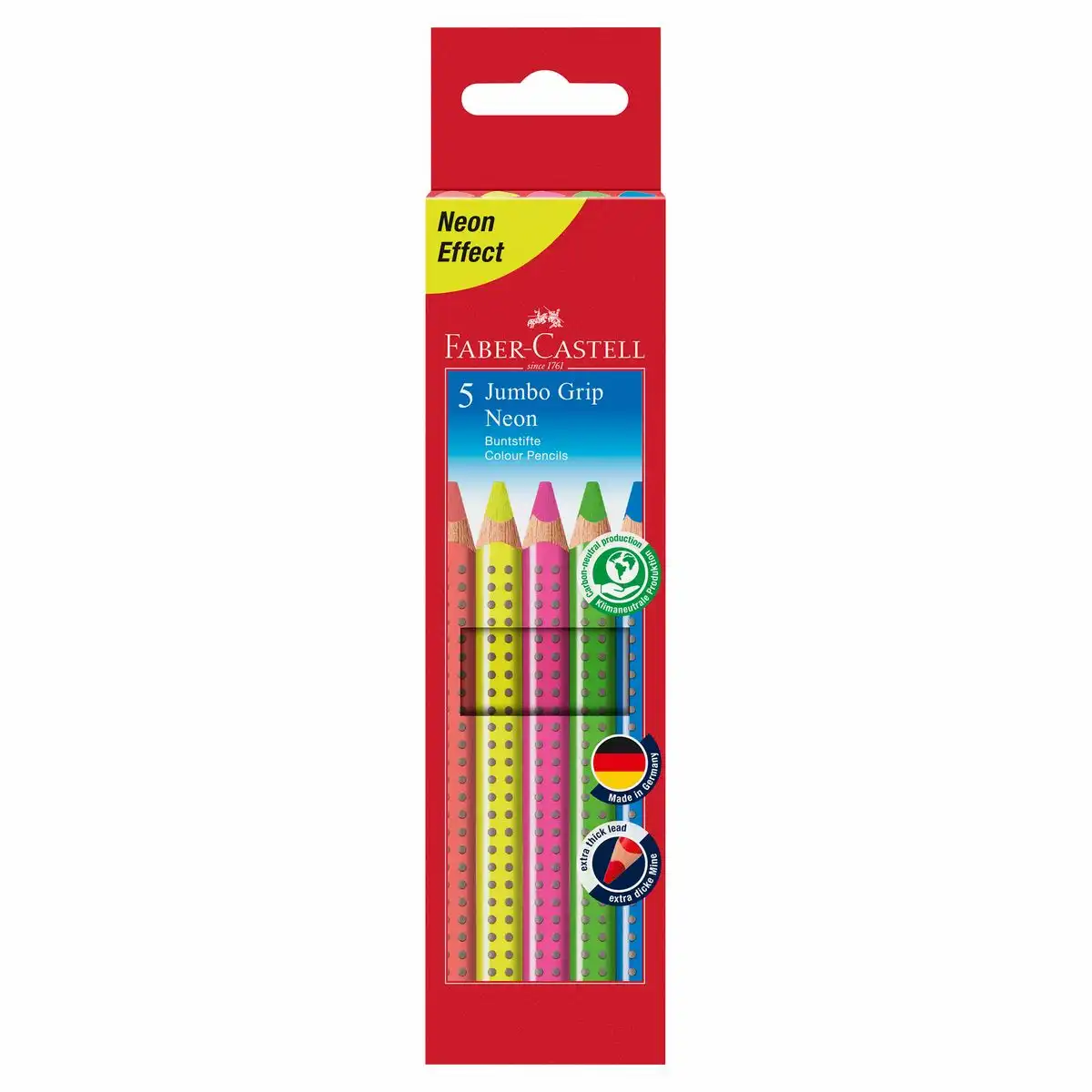 FABER-CASTELL Buntstifte Jumbo Grip neon 5 Stück Kartonetui