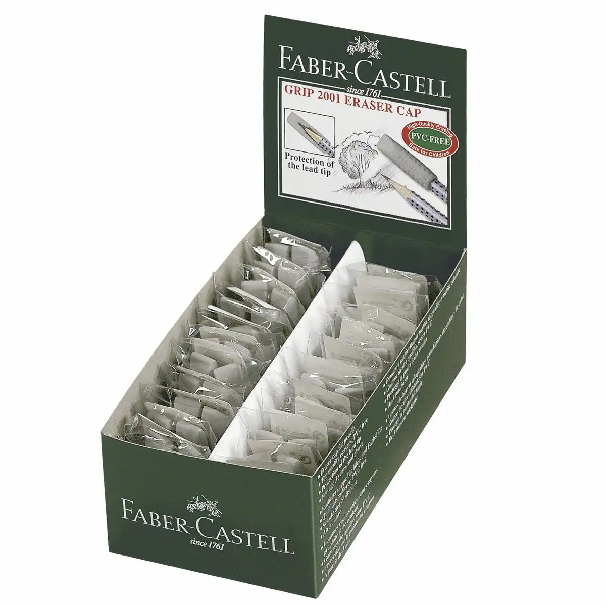 FABER-CASTELL Radierkappen Grip 2001 grau 2 Stück 24er Pack