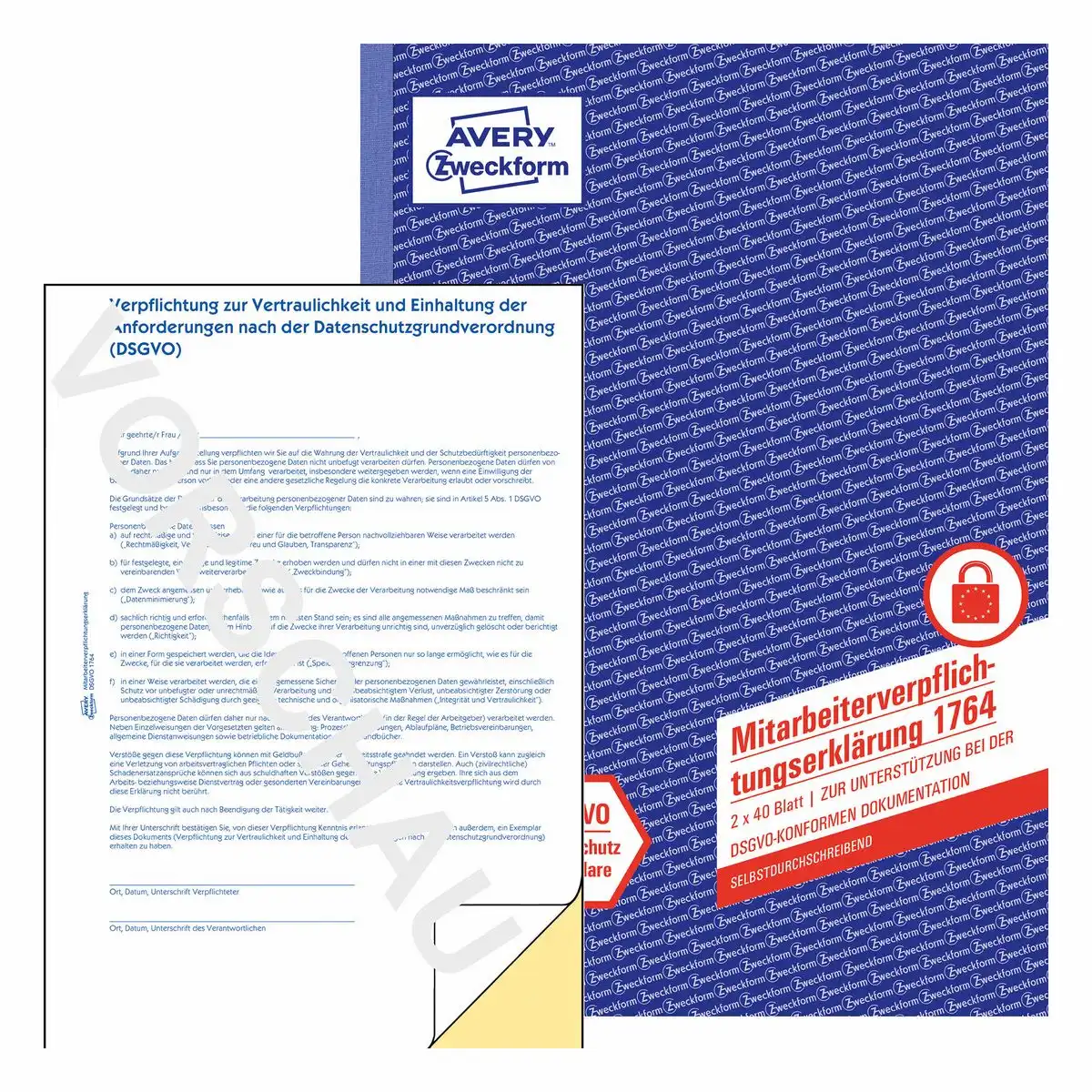 AVERY Zweckform Mitarbeiterverpflichtungserklärung DSGVO selbstdurchschreibend DIN A4
