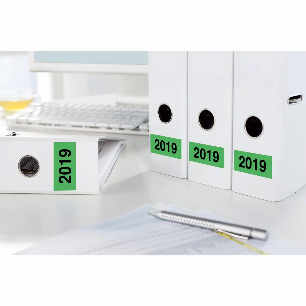 10056526_02 AVERY Zweckform Jahreszahletiketten 2019 grün 60x24mm 100 Stück für Ordnerrücken 8cm