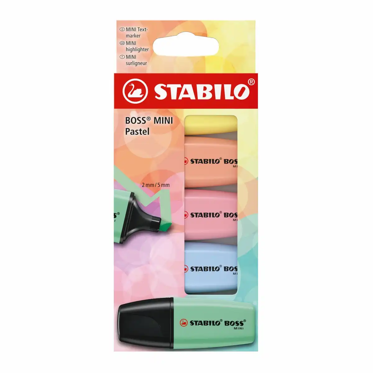STABILO Textmarker BOSS MINI Pastel 5 Stück Kartonetui mit Hängelasche
