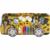 EBERHARD FABER Fasermaler Set Metallbus Safari 20 Teile 16 Stifte & Ausmalkarten Sticker