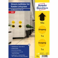 AVERY Zweckform Hinweis Aufkleber Kunden Leitsystem gelb/schwarz Ø200mm 12 Stück