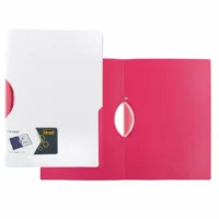 Idena Clipmappe farbiger Clip Kunststoff weiß pink DIN A4
