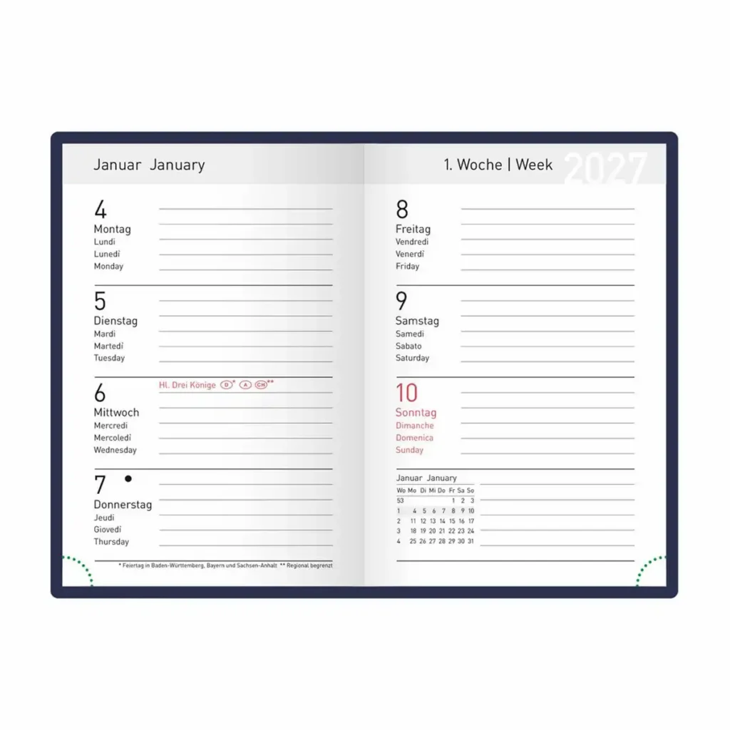 11889_01 Idena Taschenkalender 2027 DIN A7 - blau
