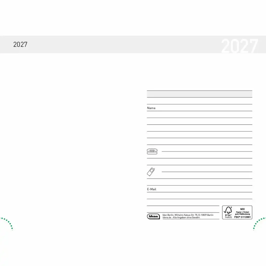 11889_02 Idena Taschenkalender 2027 DIN A7 - blau