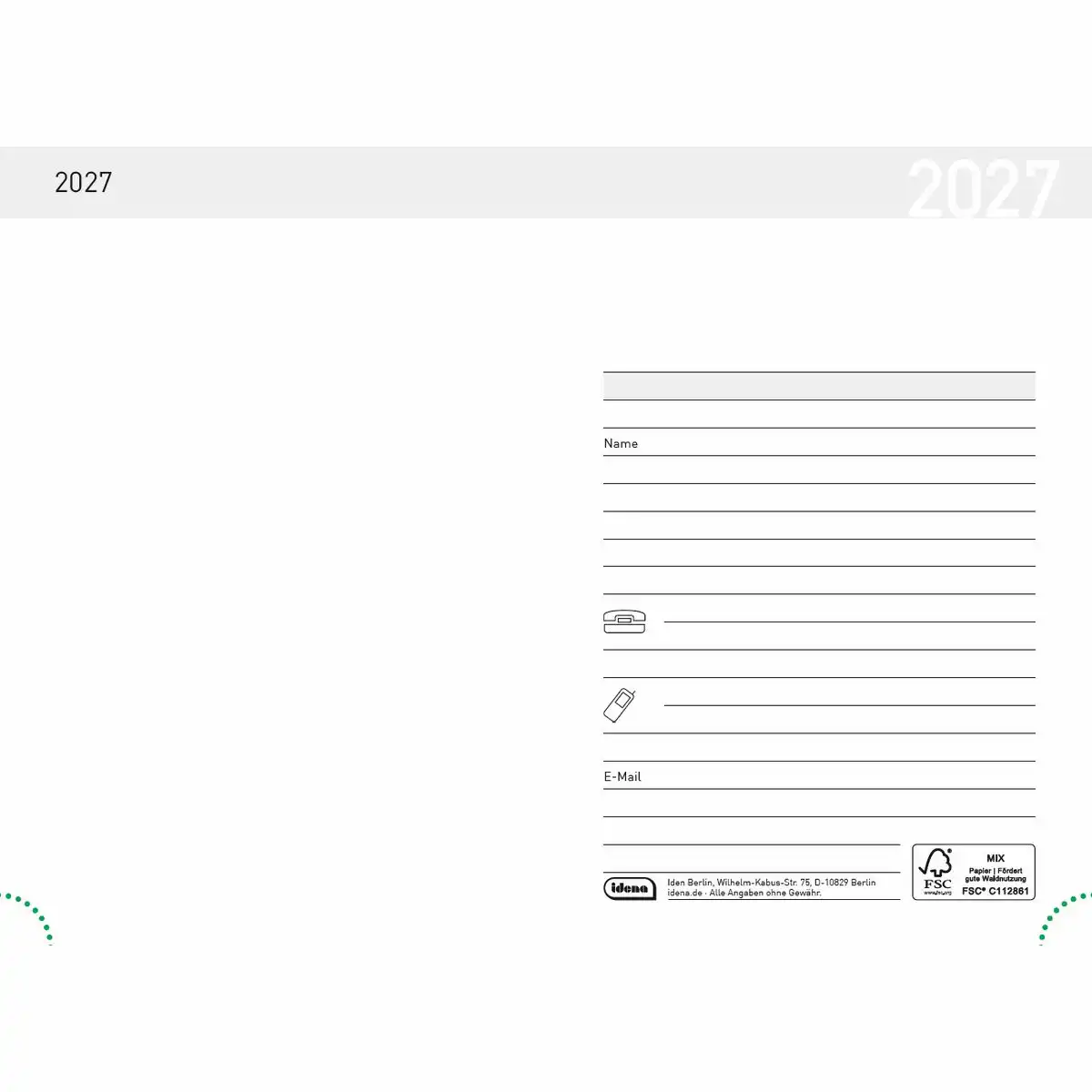 11889_02 Idena Taschenkalender 2027 DIN A7 - blau