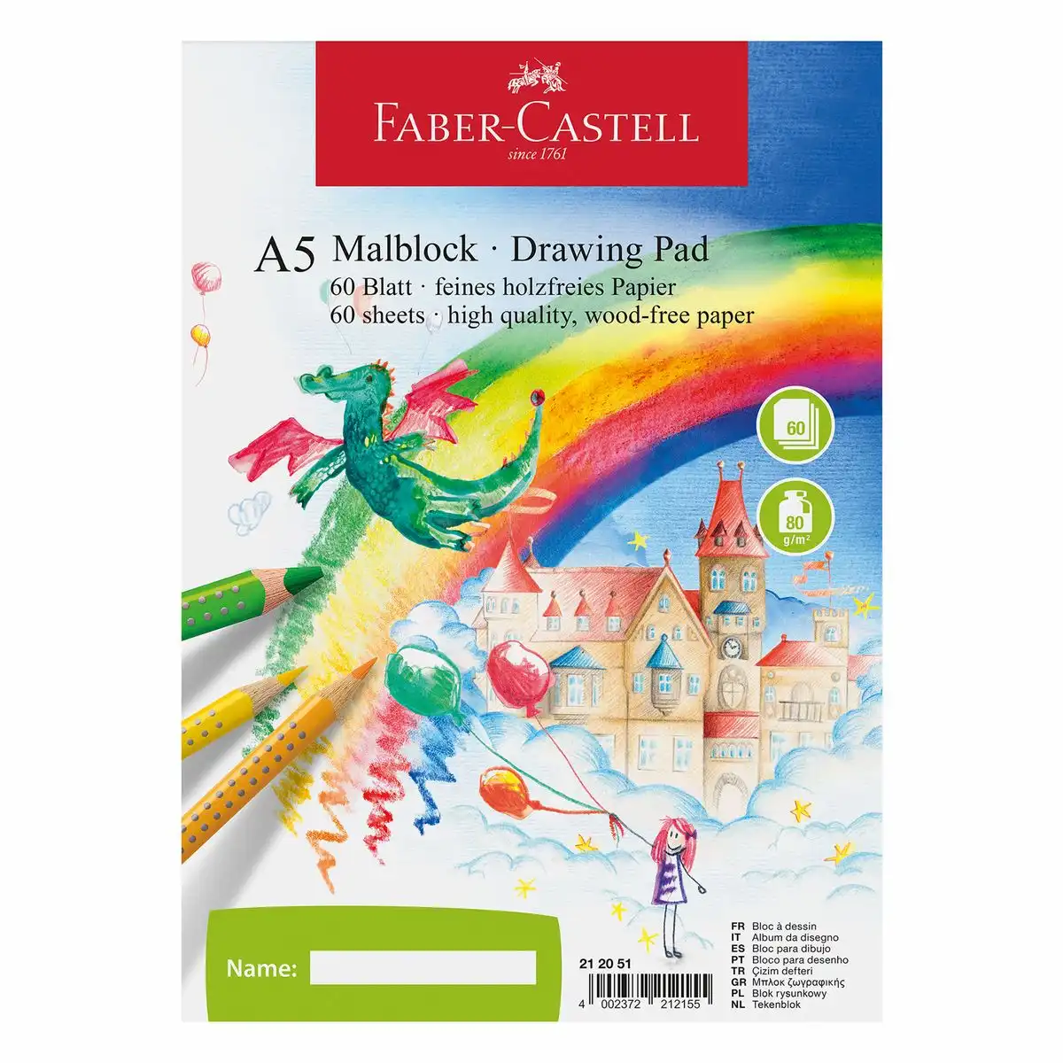 FABER-CASTELL Malblock 60 Blatt 80g/m² DIN A5 10er Pack