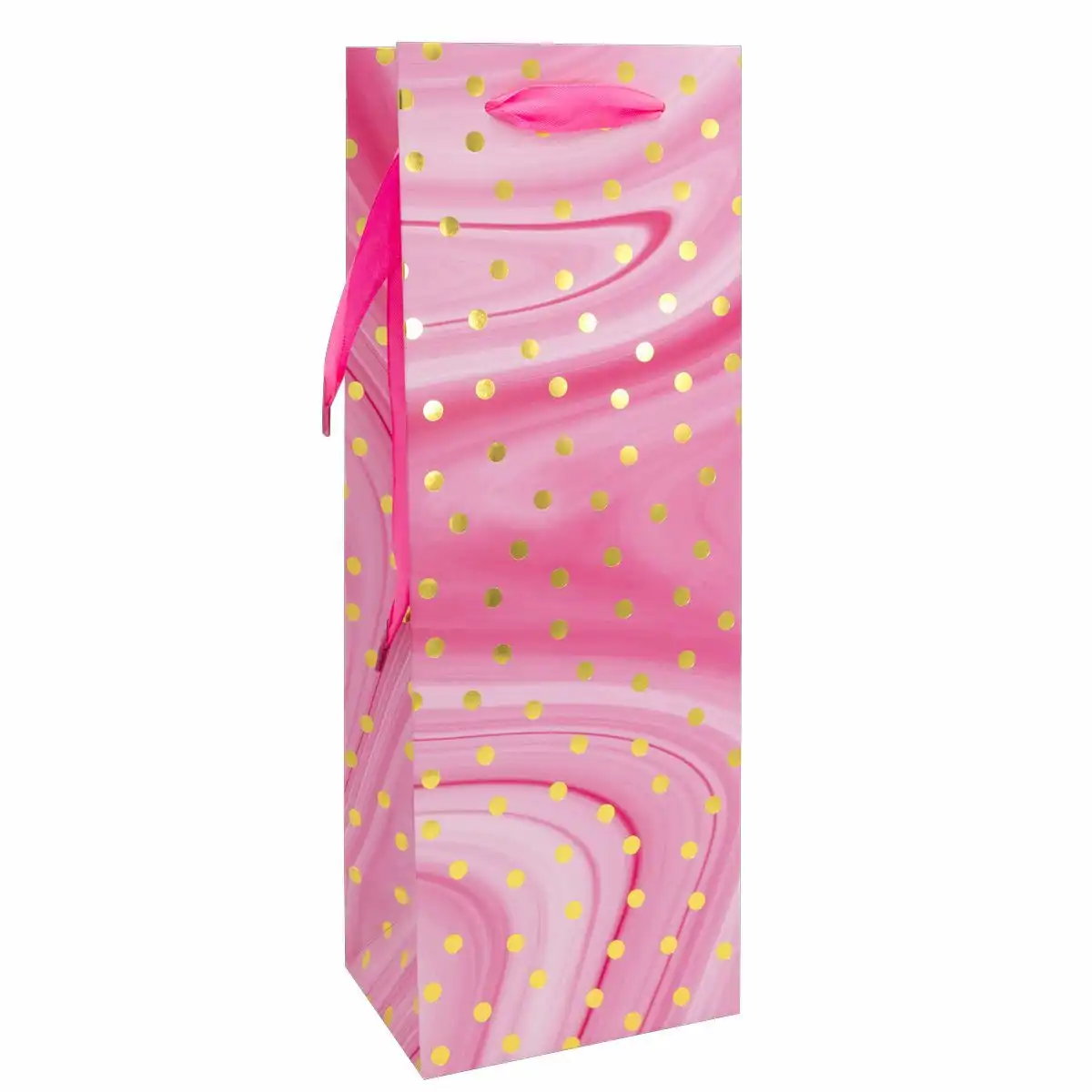 Idena Flaschentasche Dot pink/gold 12x35x9cm
