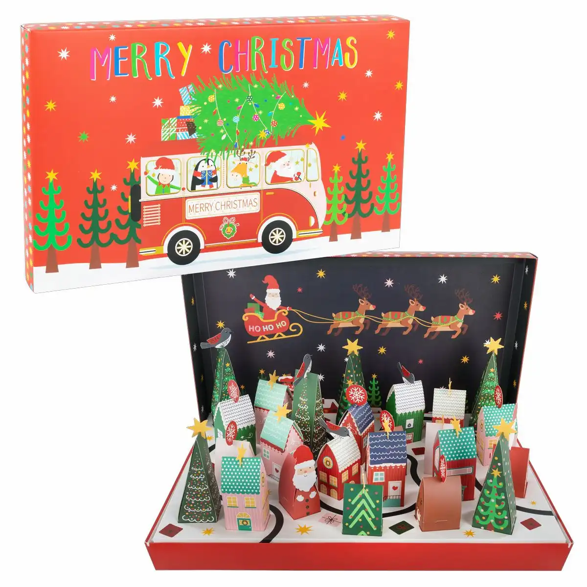 30583_00 Idena Adventskalender Weihnachtsdorf zum Selbstbefüllen 54x34x5cm