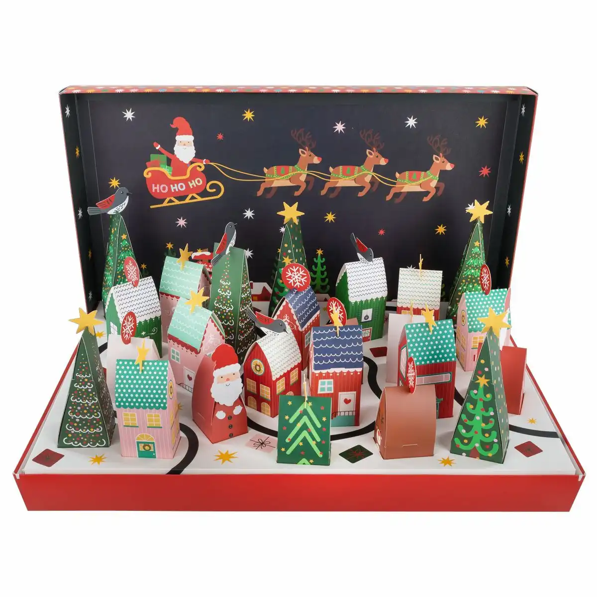 30583_03 Idena Adventskalender Weihnachtsdorf zum Selbstbefüllen 54x34x5cm