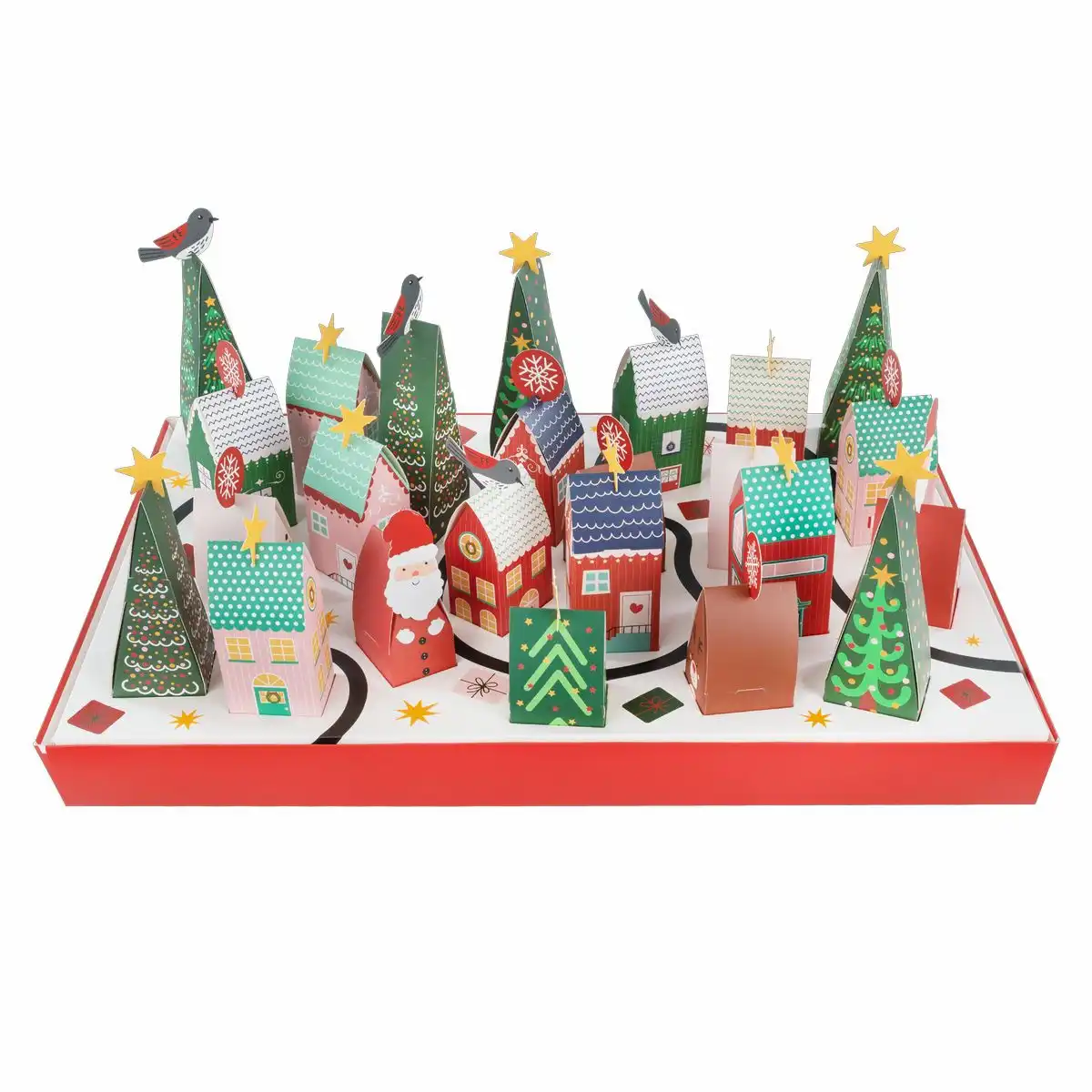 30583_05 Idena Adventskalender Weihnachtsdorf zum Selbstbefüllen 54x34x5cm