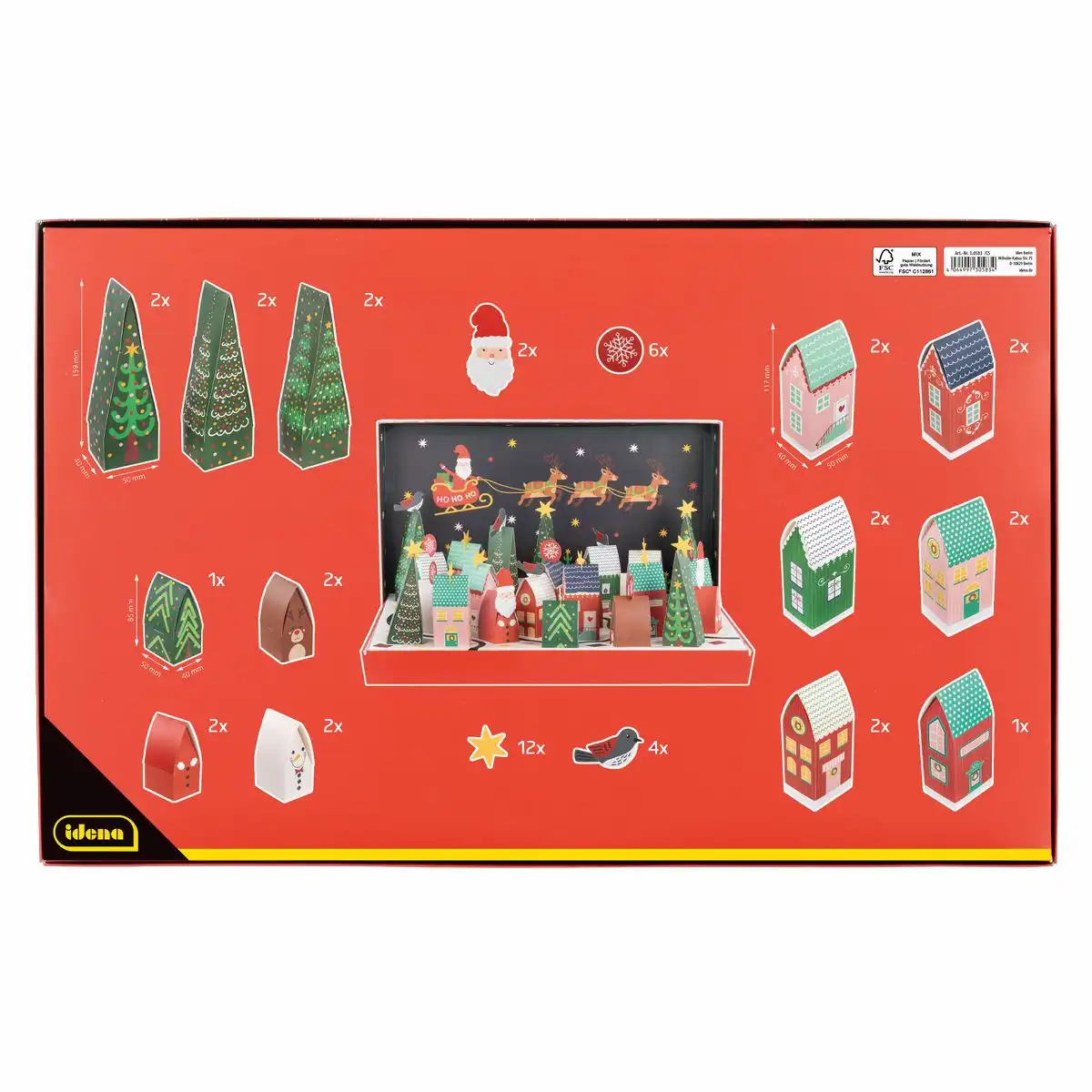 30583_10 Idena Adventskalender Weihnachtsdorf zum Selbstbefüllen 54x34x5cm