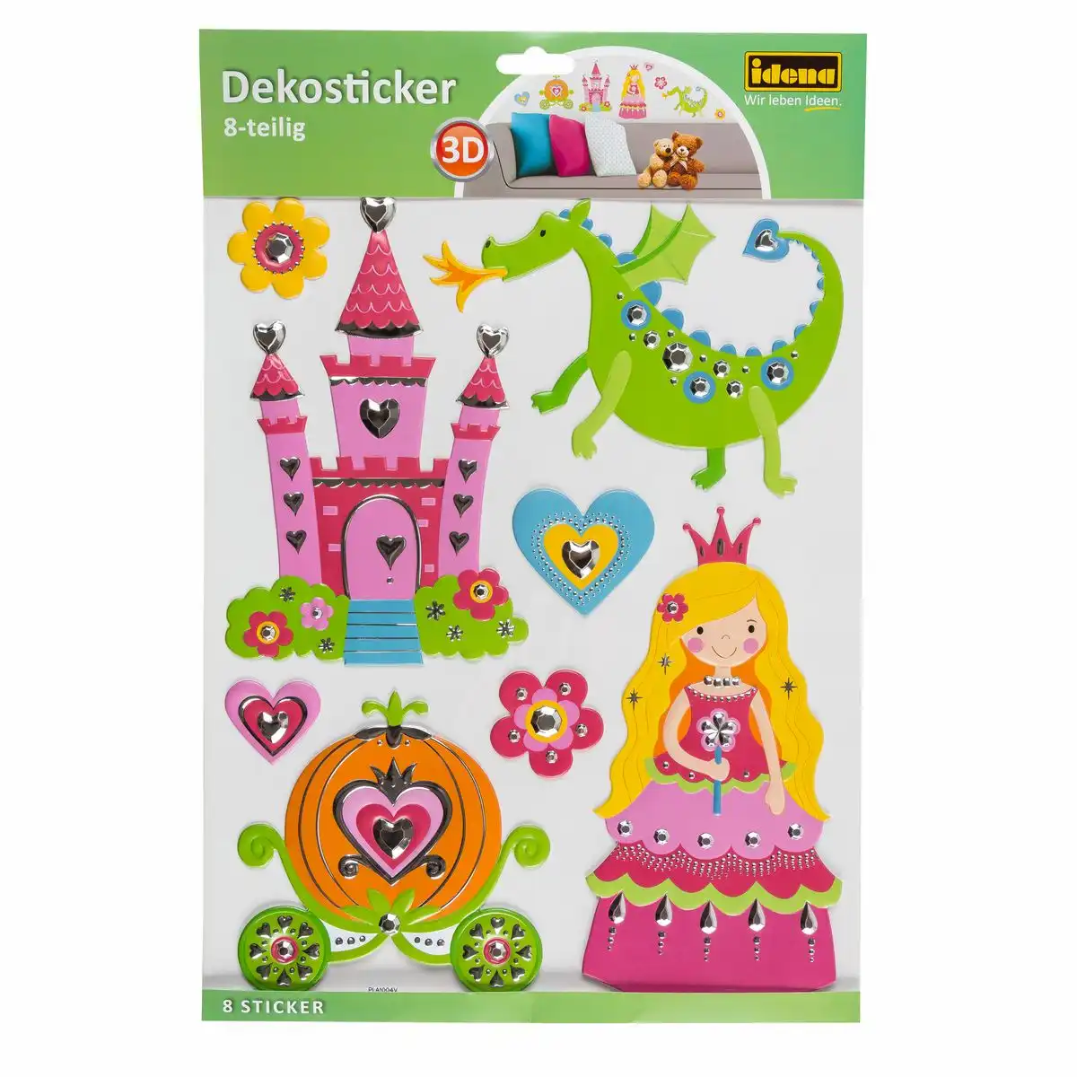 31259_00 Idena 3D-Dekosticker Prinzessin 8 Teile