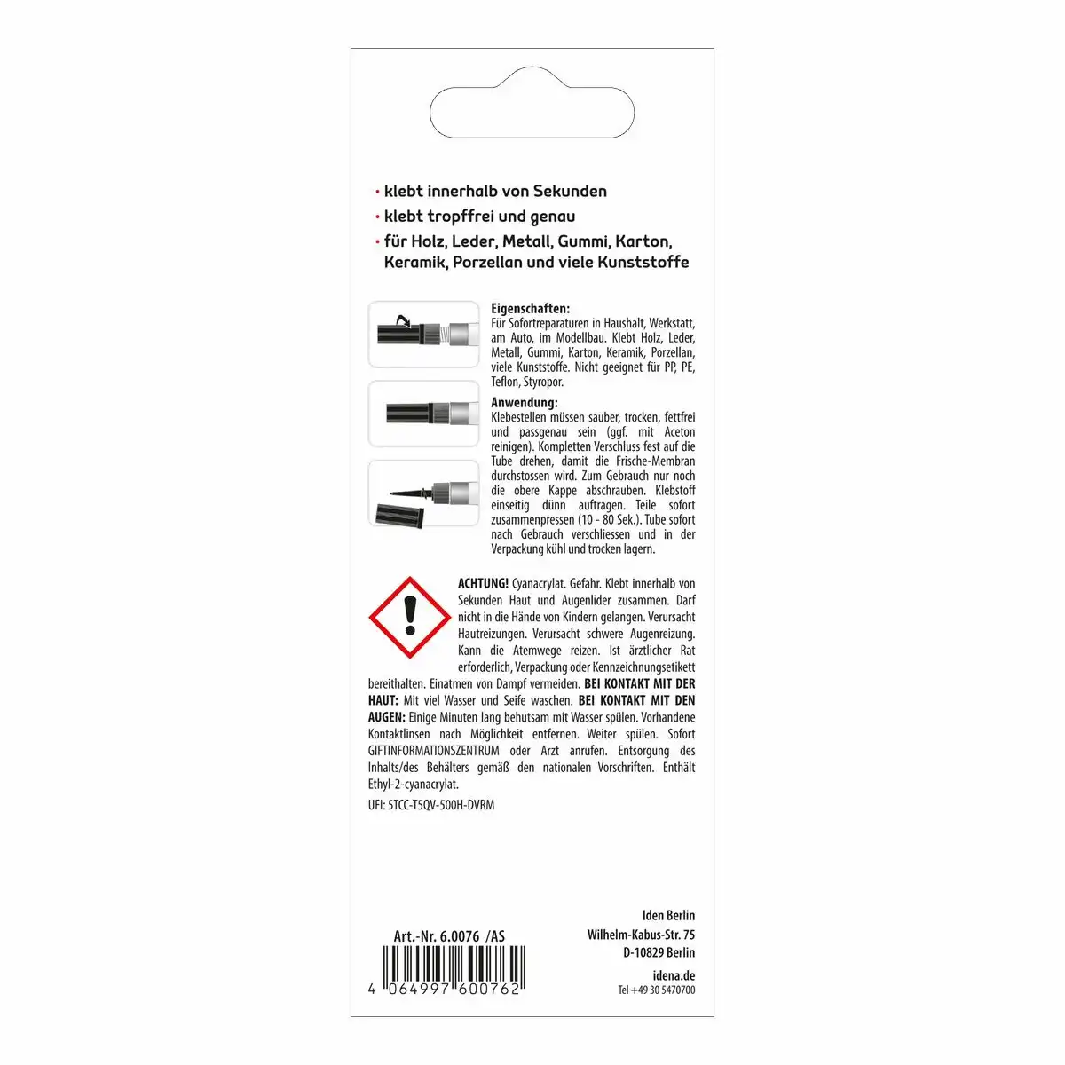 Idena Sekundenkleber Gel 3g Tube Blister