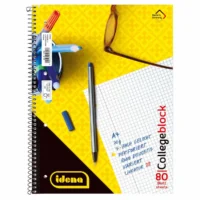 Idena Collegeblock Lineatur 28 kariert mit Doppelrand 80 Blatt 70g/m² DIN A4 5er Pack