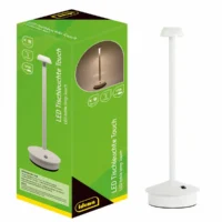 Idena LED Tischleuchte Touch Metall weiß 9,5x29cm Akku USB dimmbar 3 Modi Innen