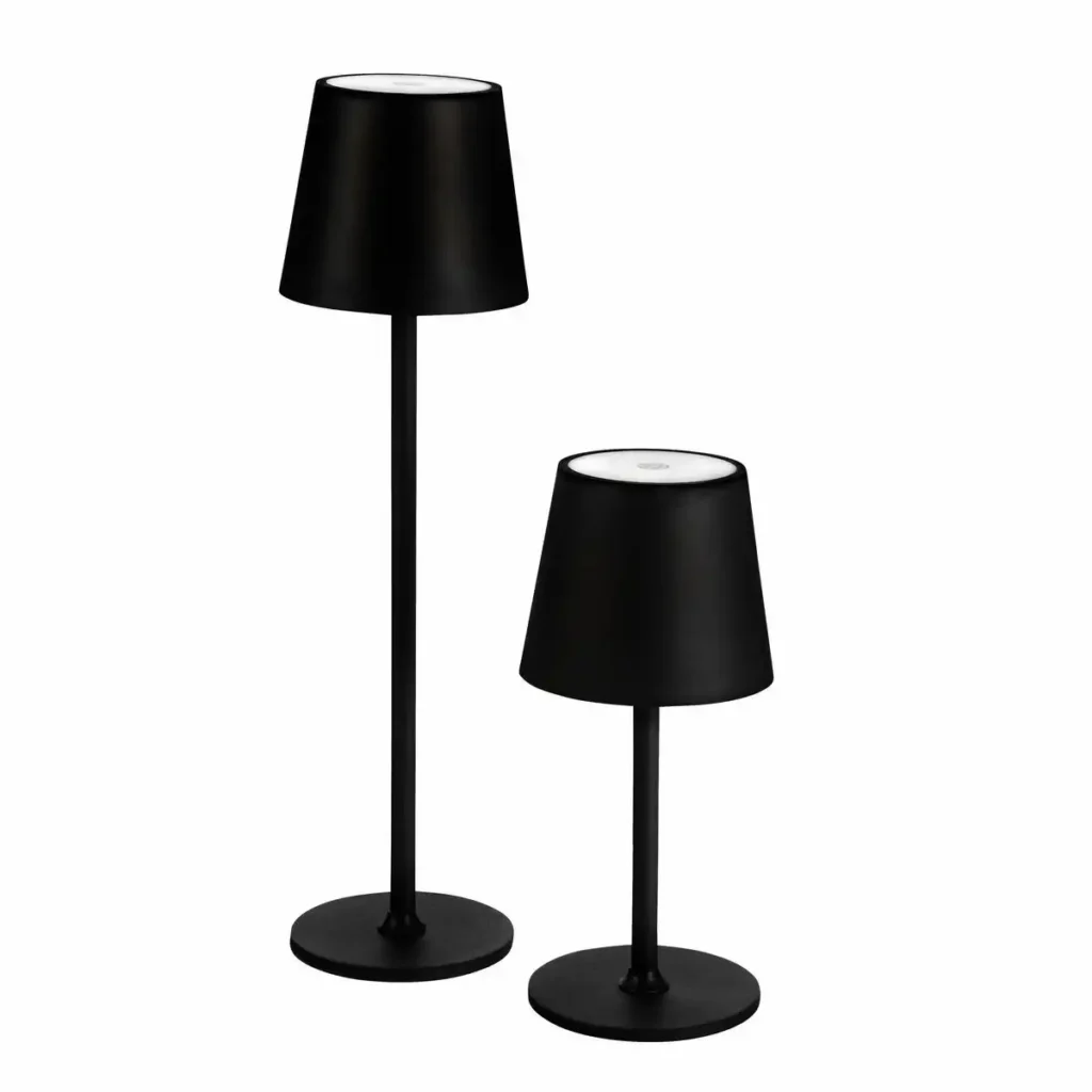 Idena LED Tischleuchte Touch Metall 11x24/38cm Akku USB dimmbar 3 Modi Innen und Außen - schwarz