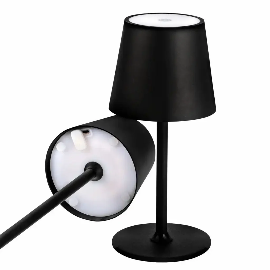 Idena LED Tischleuchte Touch Metall 11x24/38cm Akku USB dimmbar 3 Modi Innen und Außen - schwarz