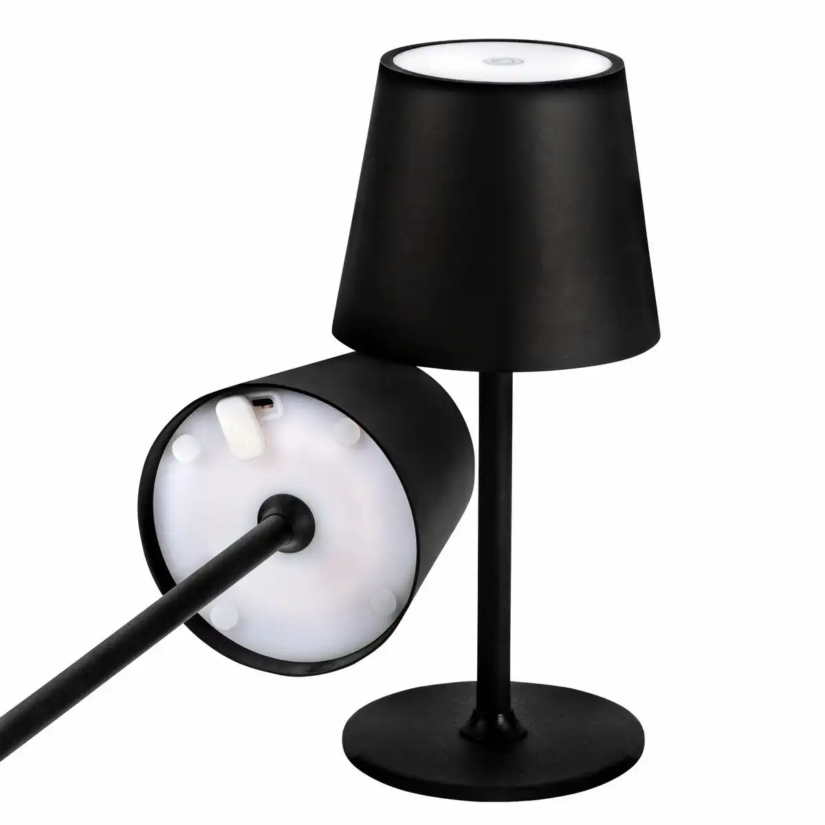 Idena LED Tischleuchte Touch Metall 11x24/38cm Akku USB dimmbar 3 Modi Innen und Außen - schwarz