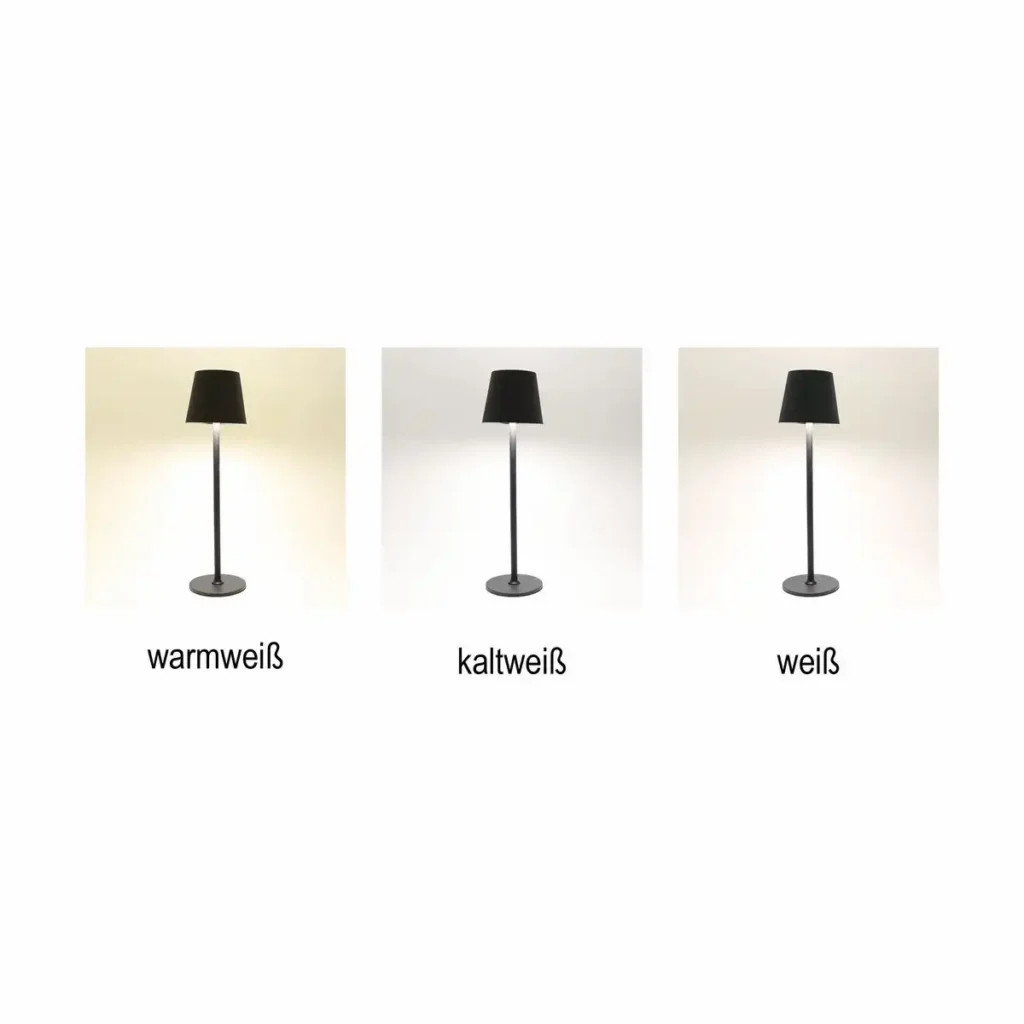 Idena LED Tischleuchte Touch Metall 11x24/38cm Akku USB dimmbar 3 Modi Innen und Außen - schwarz