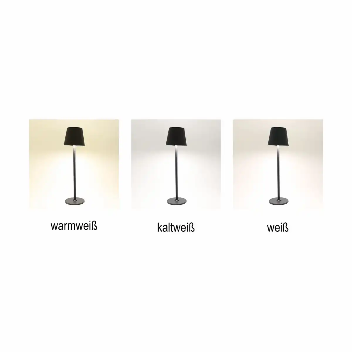 Idena LED Tischleuchte Touch Metall 11x24/38cm Akku USB dimmbar 3 Modi Innen und Außen - schwarz
