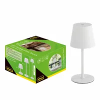 Idena LED Tischleuchte Touch Metall 11x24/38cm Akku USB dimmbar 3 Modi Innen und Außen - weiß