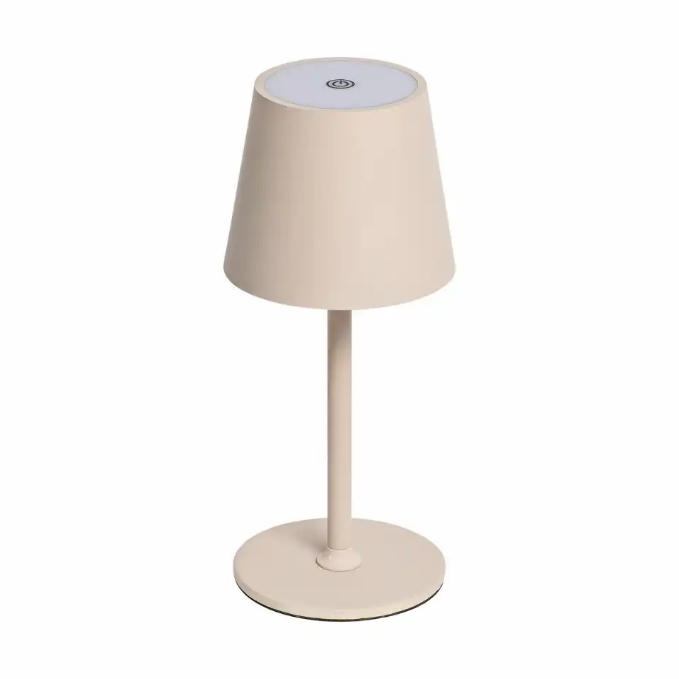 Idena LED Tischleuchte Touch Metall 11x24/38cm Akku USB dimmbar 3 Modi Innen und Außen - beige