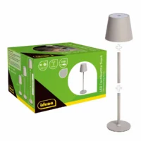 Idena LED Tischleuchte Touch Metall 11x24/38cm Akku USB dimmbar 3 Modi Innen und Außen - grau