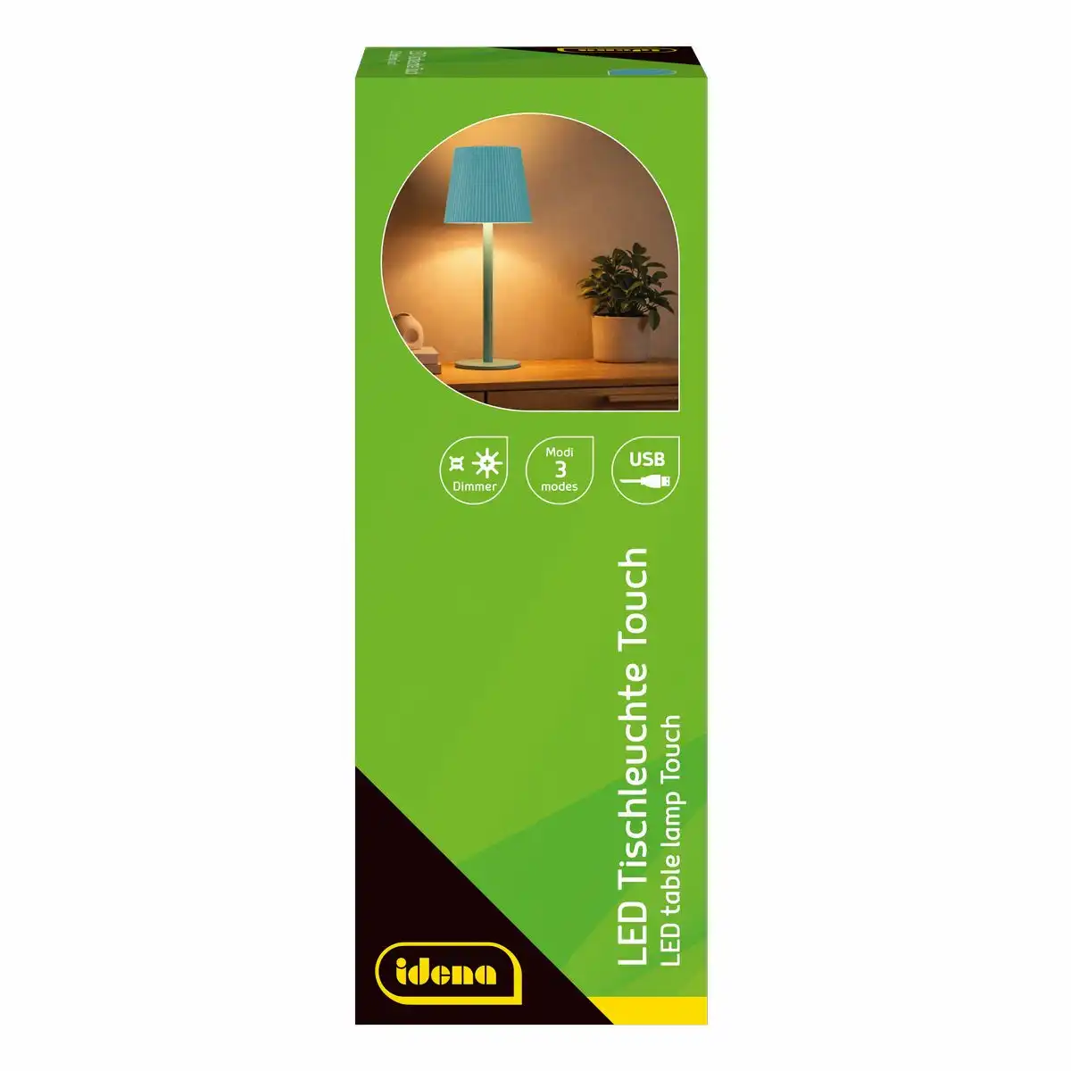 Idena LED Tischleuchte Touch Metall/Kunststoff blau 9x24,5cm Akku USB dimmbar 3 Modi Innen