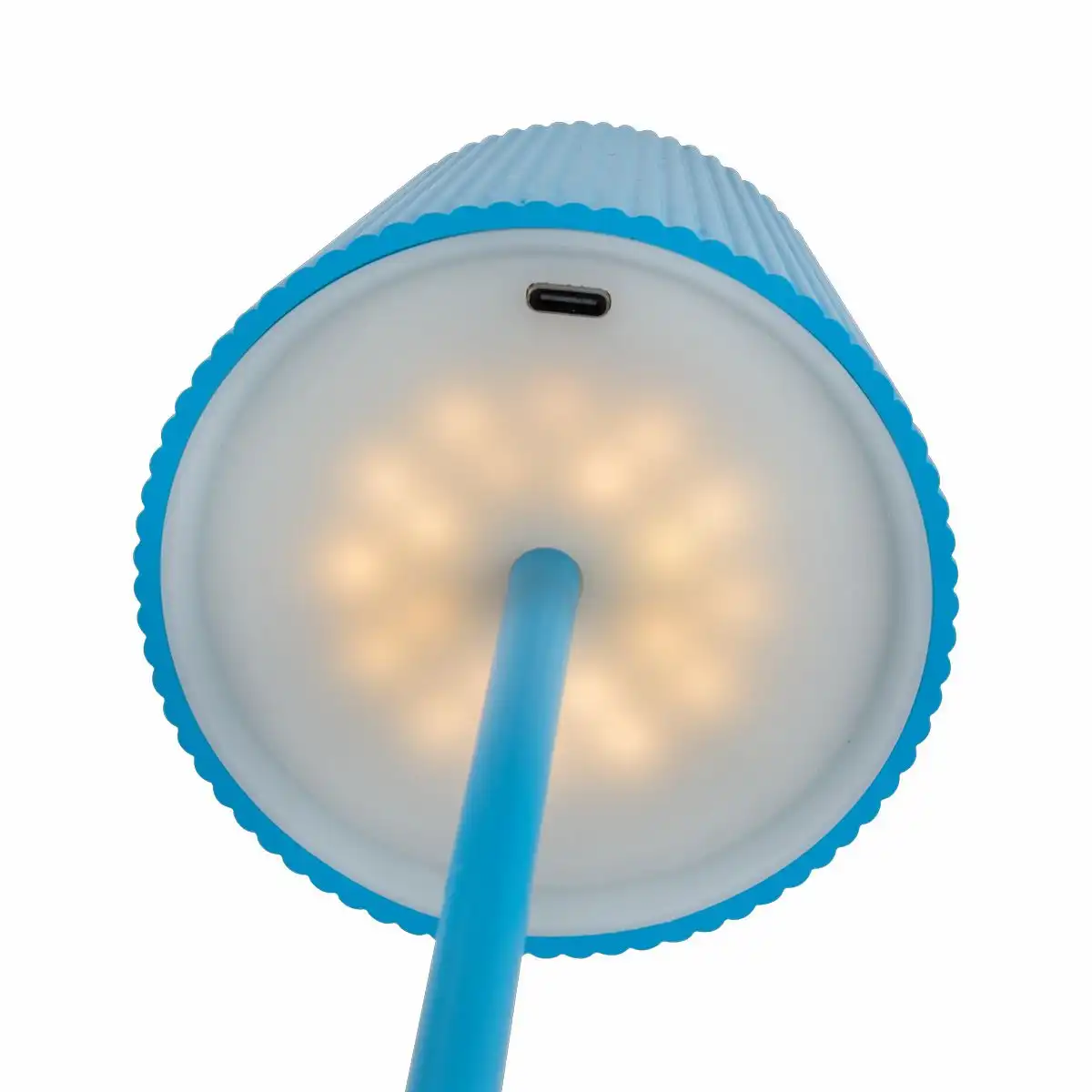 Idena LED Tischleuchte Touch Metall/Kunststoff blau 9x24,5cm Akku USB dimmbar 3 Modi Innen