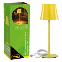 Idena LED Tischleuchte Touch Metall/Kunststoff gelb 9x24,5cm Akku USB dimmbar 3 Modi Innen