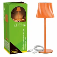 Idena LED Tischleuchte Touch Metall/Kunststoff orange 9x24,5cm Akku USB dimmbar 3 Modi Innen