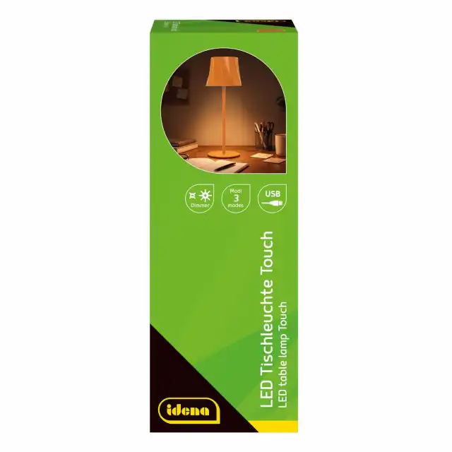Idena LED Tischleuchte Touch Metall/Kunststoff orange 9x24,5cm Akku USB dimmbar 3 Modi Innen